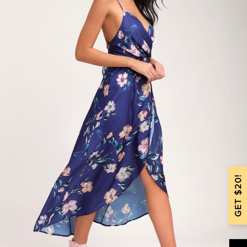 Lulus’s Blue floral print high-low dress